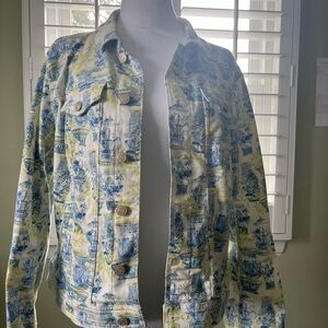 Talbots Blue and Green Artistic Jean Jacket